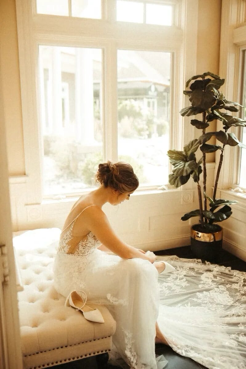 Soft bridal updo, styled for the wedding day Soft bridal updo photographed from the back in Bay City